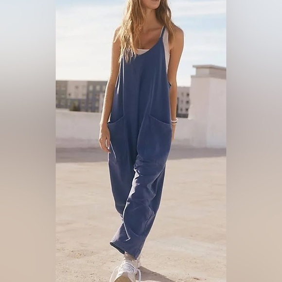 FP Movement by Free People Pants - NWOT Free People hot shot onesie mineral wash navy women's size small oversized